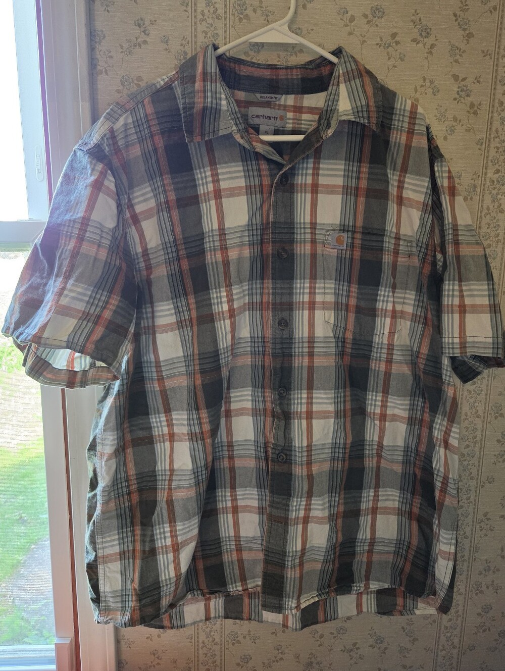 Carhartt Men’s Short-Sleeve Plaid Button-Down Shirt - Relaxed Fit XL